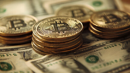 Poster - Abstract Digital bitcoin Finance in the Online World Internet, Transactions in Online Systems On the background.