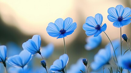 Poster - Blue wildflower idea. Beautiful blue flowers blooming in a natural setting, offering serenity and tranquility.