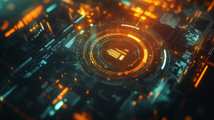 Poster - abstract technology ui futuristic concept hud interface hologram elements of digital data chart, communication, computing and circle percent vitality innovation on hi tech future design background