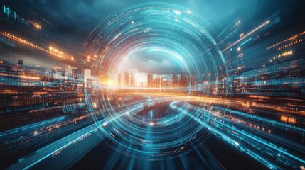 Poster - abstract technology ui futuristic concept circle hologram innovation on hi tech future design background