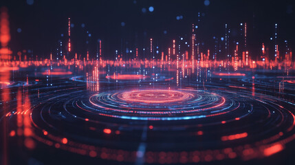 Poster - abstract technology ui futuristic concept hud interface hologram elements of digital data chart, communication, computing and circle percent vitality innovation on hi tech future design background
