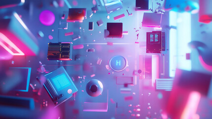 Poster - abstract technology ui futuristic concept hud interface hologram elements of digital data chart, communication, computing and circle percent vitality innovation on hi tech future design background
