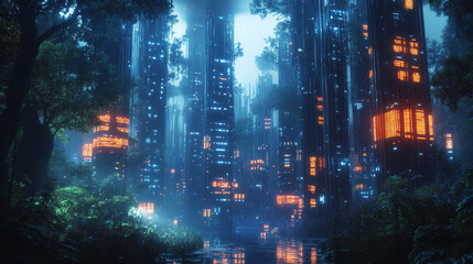 Poster - Abstract Artificial Intelligence on Atomic and Technology Background with Computer Systems Circuit Boards.