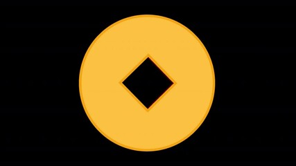 Poster - Animated 3d icon traditional chinese coin. Alpha channel