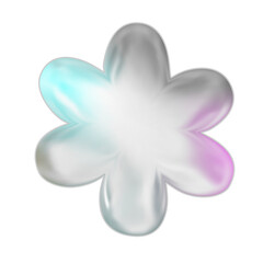 Wall Mural - holographic chrome element in metallic shades. realistic 3d design.vector illustration flower icon