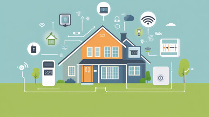 Fototapete - Abstract, IoT, Internet of Things, concepts, electronic devices Connect or send information to each other via the Internet Smart Device,Smart Network and Intelligent Transportation.