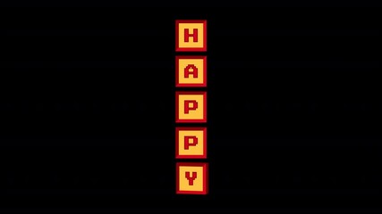 Poster - Animated Happy inscription composed of keyboard buttons in y2k style. Alpha channel