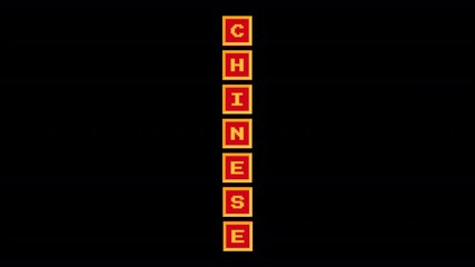 Poster - Animated inscription Chinese made up of keyboard buttons in y2k style. Alpha channel