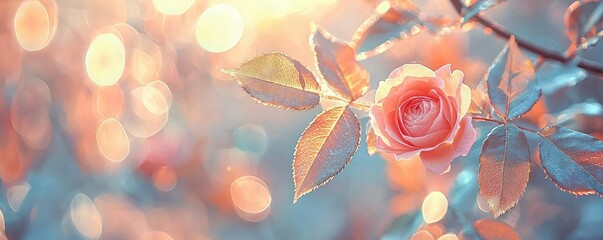 Fototapete - Rose leaves abstract background concept. A beautiful rose in soft focus with dreamy bokeh background, perfect for romantic themes.