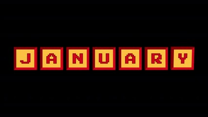 Poster - Animated inscription January made up of keyboard buttons in y2k style. Alpha channel