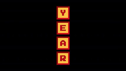 Poster - Animated inscription Year made up of keyboard buttons in y2k style. Alpha channel