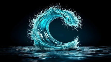 Poster - Dynamic Waveform, an abstract representation of a wave capturing the essence of transformation and fluidity in motion.