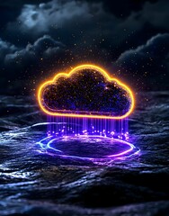 Poster - Colorful Data Points in Cloud Visualization, vibrant hues representing data trends, dynamic cloud formations enhance analytical insights.