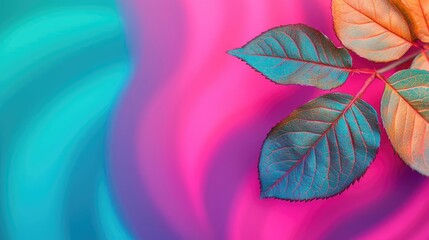 Aufkleber - Rose leaves abstract background concept. Vibrant leaves against a colorful, abstract background create a stunning visual contrast.