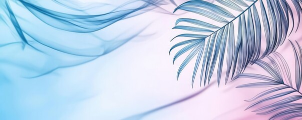Poster - Palm leaves abstract background concept. Dreamy pastel background with palm leaves for tropical vibes and relaxation.