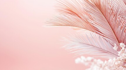 Poster - Palm leaves abstract background concept. Delicate pink foliage creates a serene and calming atmosphere in a modern setting.