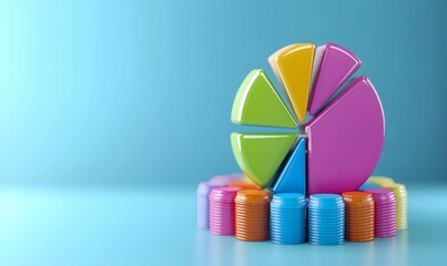 Poster - Bold pie chart illustrating market segmentation with distinct color segments, showcasing data distribution and analysis for business insights.
