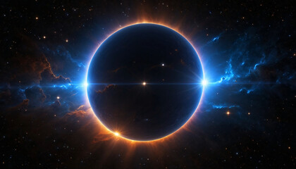 Wall Mural - A stunning depiction of a brightly shining star emitting blue light across the vastness of space
