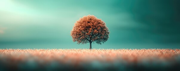 Poster - Plane tree abstract background idea. A solitary tree stands gracefully against a serene sky and lush landscape.