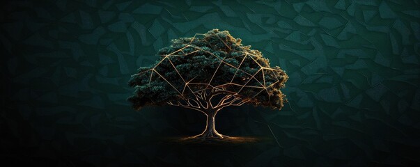 Poster - Pine tree abstract background idea. A vibrant tree with intricate branches, symbolizing growth and nature's beauty.