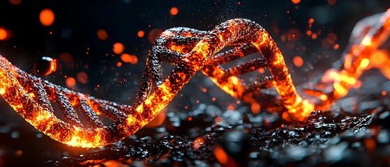 Poster - Double Helix Discovery, an intricate visualization of DNA's structure highlighting the complexity of genomics and genetic information.