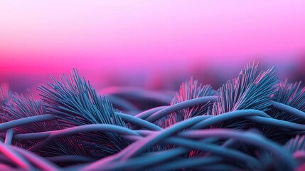 Poster - Pine tree abstract background idea. Vibrant pine needles against a dreamy purple and pink background.