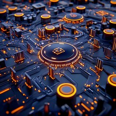 Poster - Futuristic Visualization of Big Data and Artificial Intelligence, vibrant digital landscape, interconnected data streams, advanced technology themes.