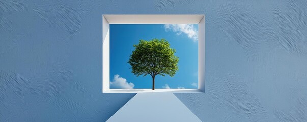 Poster - Plane tree abstract background idea. A serene tree viewed through a window, symbolizing nature's beauty and tranquility.