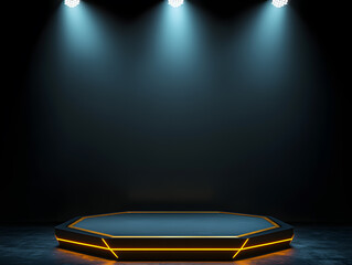 Poster - Dynamic stage setup for performances studio image showcase modern lighting dramatic perspective creative design concepts