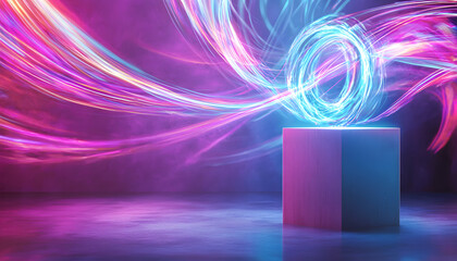 Poster - Dynamic light swirls abstract space digital art colorful environment close-up motion and energy