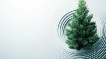 Aufkleber - Pine tree abstract background idea. A simple pine tree on a light background with gentle circular ripples around it.