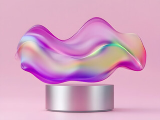 Poster - Dynamic colorful wave formation abstract digital art studio setting contemporary viewpoint creative concept