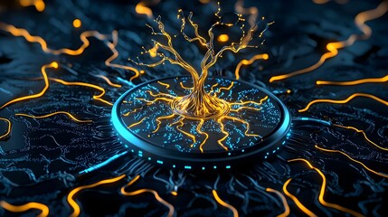 Poster - Abstract glow representing optical data, vibrant colors swirling in dynamic patterns, symbolizing the flow of information and technology.