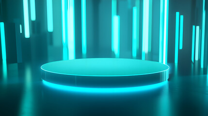 Poster - Futuristic light show performance virtual stage visual art display digital environment dynamic perspective innovation theme