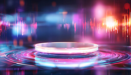 Poster - Dynamic light show futuristic stage digital art tech environment aerial view vibrant visuals for innovation