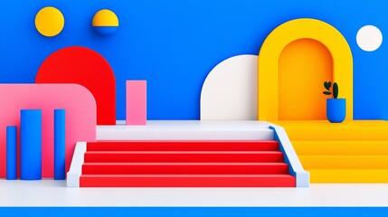 Poster - A lively geometric design showcases an array of vivid shapes and colors organized in an abstract grid.