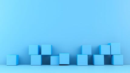 Poster - A detailed look at a variety of blue geometric blocks set in a lively arrangement.
