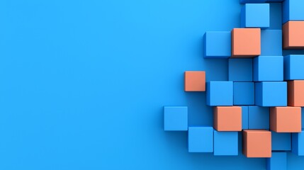 Poster - An up-close perspective of multiple blue geometric blocks organized in a vibrant design.