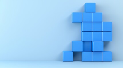 Poster - Abstract geometric shapes in blue with a three-dimensional appearance, set against a gradient background.