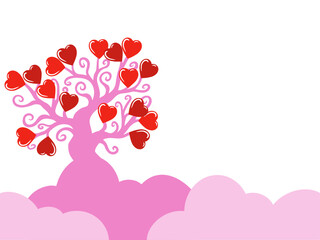 Wall Mural - Valentine Tree Frame Background Illustration