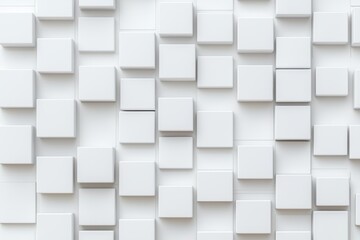 Poster - abstract white cubes with random patterns in a geometric block style, ideal for backgrounds, wallpap