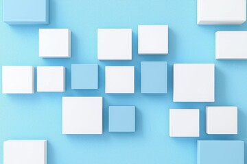 Poster - white 3d cube boxes with shifting patterns in an abstract geometric design, suitable for backgrounds