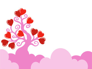 Wall Mural - Valentine Day Heart Tree Background