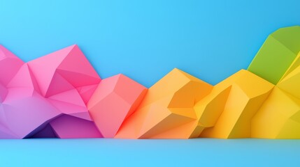 Poster - A vibrant background composed of triangular shapes resembling folded paper. This geometric pattern features a spectrum of colors, making it ideal for business use.