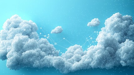 Poster - Abstract network diagram showing cloud nodes interconnected by virtual pathways, representing Cloud Networking and Data Flow Design.