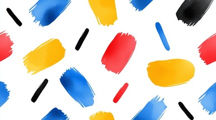 Poster - Abstract watercolor geometric shapes, hand-painted with brush strokes in a repeating pattern, set against an isolated background.
