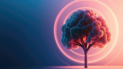 Poster - Plane tree abstract background idea. A vibrant tree illuminated by colorful orbs, symbolizing growth and creativity.
