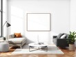 © prachaya - Empty modern living room with a blank wall art mockup for design presentation or home decor, mockup, design, room