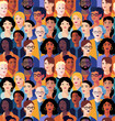 © Christos Georghiou - Bold colorful illustration of diverse group or crowd of people from different backgrounds and cultures. Celebrates inclusion, equality, and unity. Seamlessly tiling background pattern.