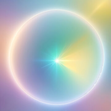 Hyber realistic photo of A holographic pastel-colored gradient sphere in green, and yellow,abstract, illustration, vector, modern,